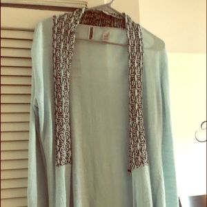 BKE Pale Blue Sweater open front